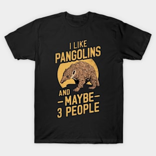 I Like Pangolins And Maybe 3 People Vintage Retro Style Funny Gift For Pangolin Fan T-Shirt